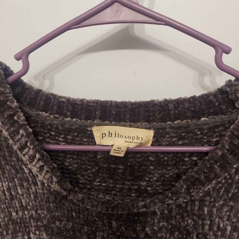 Philosophy Anthropologie Soft Fuzzy Long Sleeve Pullover Sweater Shirt Top Gray - Picture 4 of 9